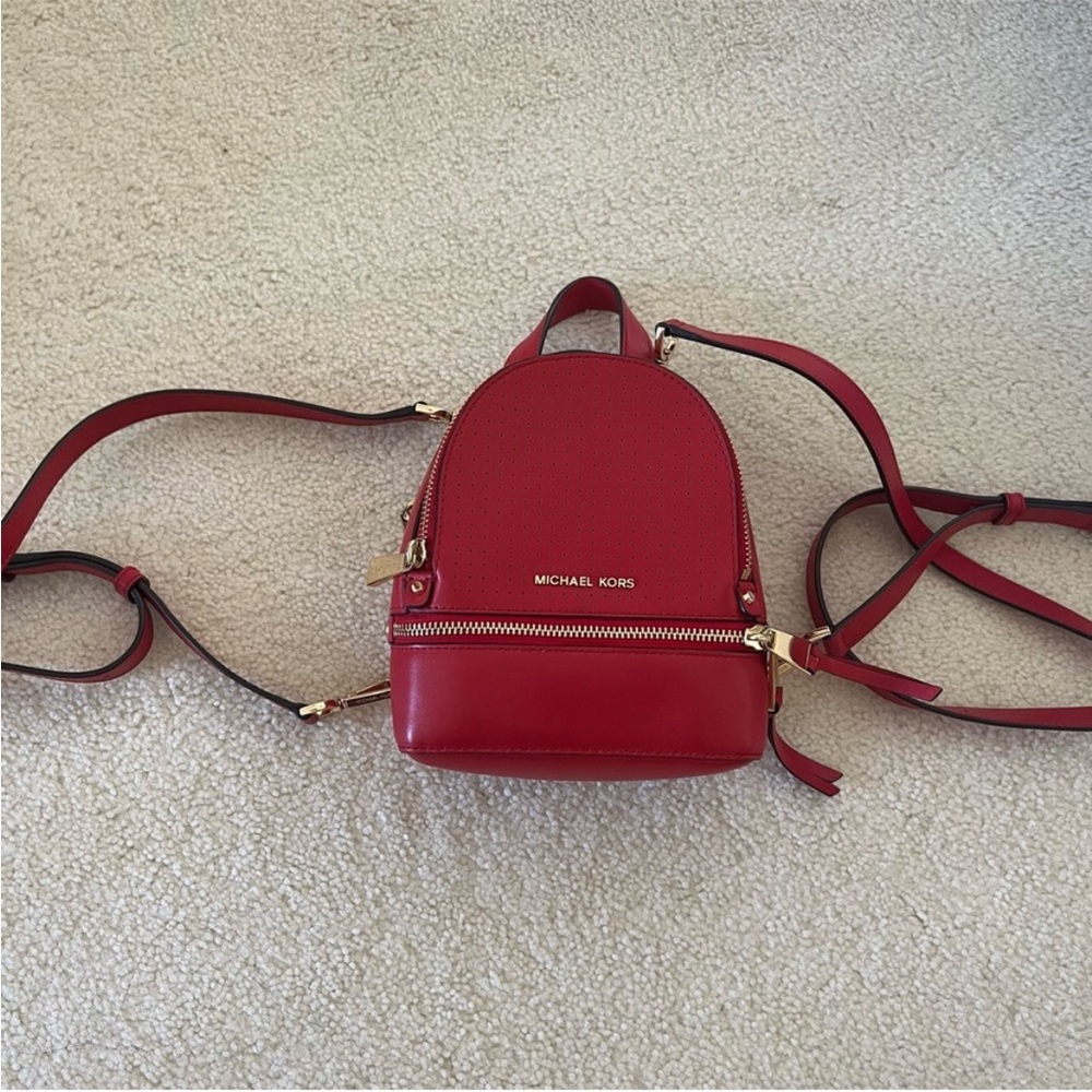 Michael Kors Cherry Red Mini Backpack - image 1
